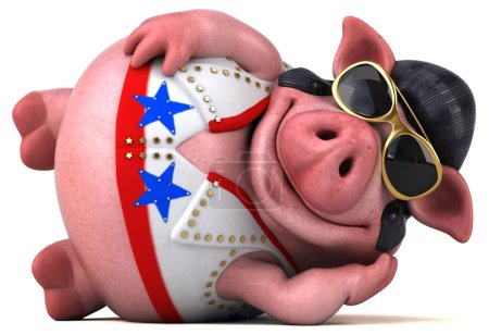 Foto de Diversión ilustración de dibujos animados 3D de un cerdo rockero puesta - Imagen libre de derechos