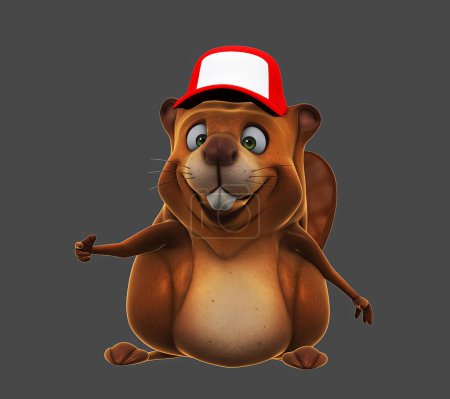 Fun 3D cartoon character  beaver 