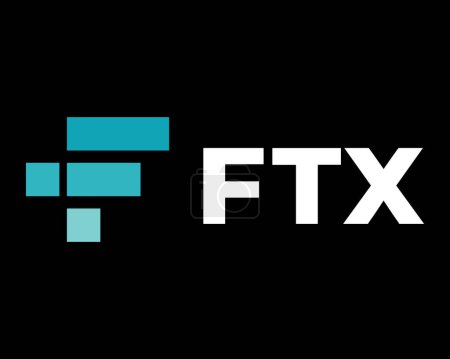 Illustration for FTX Token - the collapse of the crypto exchange. FTT symbol cryptocurrency logo with text. Coin icon isolated on black background. Vector illustration - Royalty Free Image