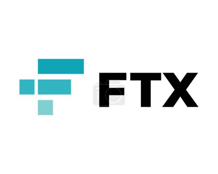 Illustration for FTX Token - the collapse of the crypto exchange. FTT symbol cryptocurrency logo with text. Coin icon isolated on white background. Vector illustration - Royalty Free Image