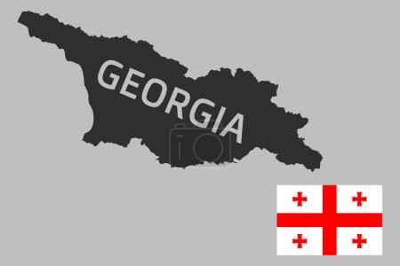 Illustration for Highly detailed editable political map of Georgia with national flag in the corner. Geographical Western Asia country territory borders with the occupied territories - South Ossetia and Abkhazia. - Royalty Free Image