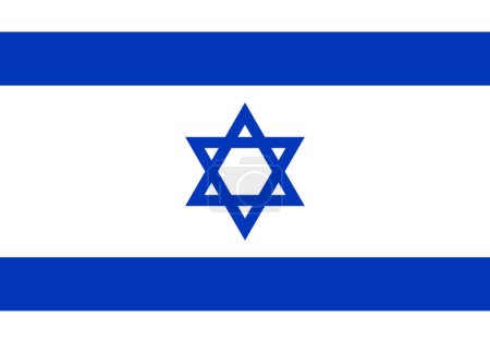 Illustration for Official Flag of Israel - rightly colors. Israeli flag in the national colors with David star. Vector illustration blue and white flag isolated on background - Royalty Free Image