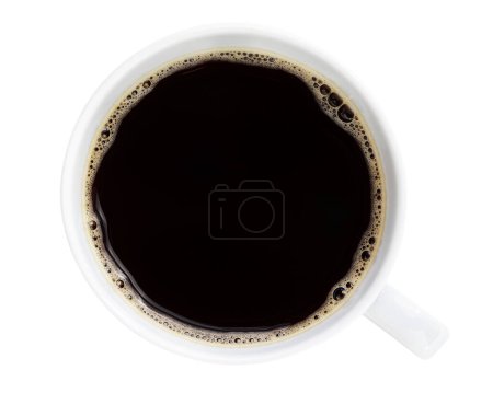 Foto de Café negro en taza blanca fotografiado desde arriba, aislado sobre fondo blanco - Imagen libre de derechos