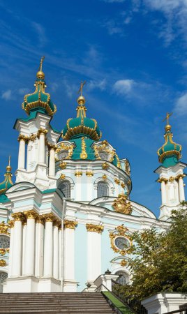 Photo for Kyiv "Saint Andrew's Church" building. Kiev-City centre, Ukraine. Building of  XVIII century, sculptor - Francesco Bartolomeo Rastrelli - Royalty Free Image