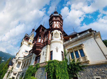 Photo for Peles Castle summer view (near Sinaia, Romania). Built between 1873 and 1914. Architect Johannes Schultz. - Royalty Free Image