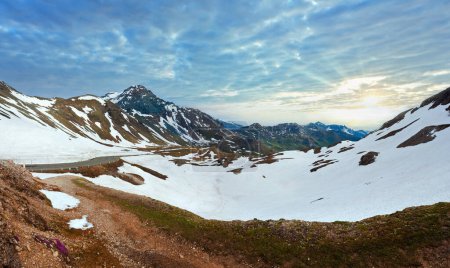 Photo for Summer (June) Alps mountain and winding road (view from Grossglockner High Alpine Road). - Royalty Free Image