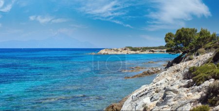Photo for Aegean sea coast landscape, view near Karidi beach (Chalkidiki, Greece). - Royalty Free Image