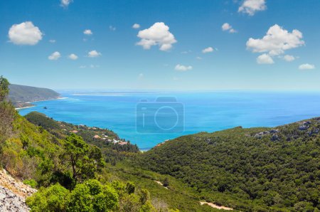 Photo for Summer sea coast landscape. View from Nature Park of Arrabida  in Setubal, Portugal. - Royalty Free Image
