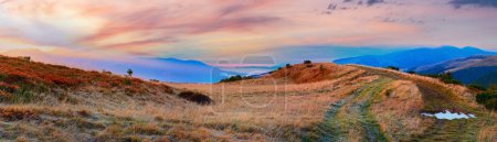 Photo for Sunrise Carpathian Mountains (Ukraine) landscape with country dirty road. - Royalty Free Image