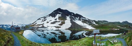 Photo for Alps mountains tranquil summer view (reflections on the lake  near Grossglockner High Alpine Road). - Royalty Free Image