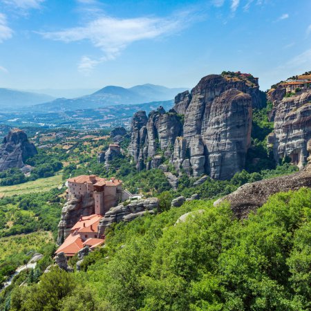 Photo for Summer Meteora - important rocky Christianity religious monasteries complex in Greece. - Royalty Free Image