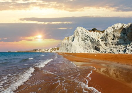 Photo for Xi Beach with orange sand. Morning view (Greece, Kefalonia). Ionian Sea. - Royalty Free Image