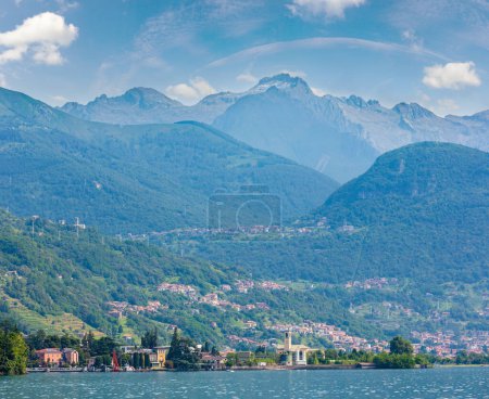 Photo for Lake Como summer shore view from ship board, Italy - Royalty Free Image