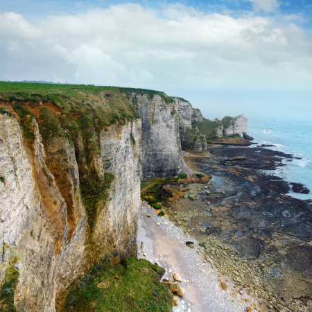 Photo for Etretat spring coast, France. View from the top. - Royalty Free Image
