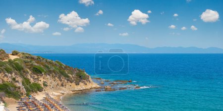 Photo for Summer sea top view and Voulitsa beach (Mount Athos peninsula, Halkidiki, Greece). - Royalty Free Image