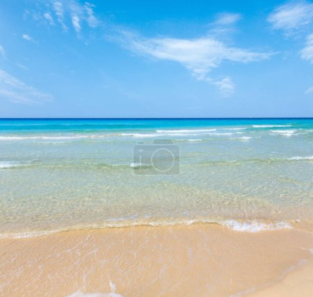 Téléchargez les photos : Belle mer surf, vue sur le paysage marin d'été depuis la plage de sable
. - en image libre de droit