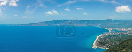 Photo for Summer picturesque Tyrrhenian sea Calabrian coast view from Monte Sant'Elia (Saint Elia mount, Calabria, Italy) top. - Royalty Free Image