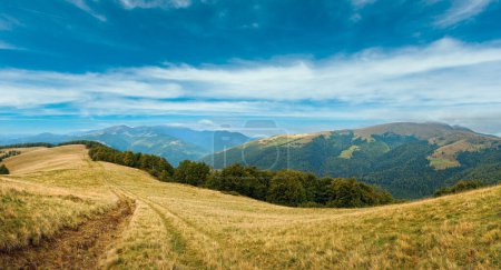 Photo for Carpathian Mountains (Ukraine) autumn landscape with country road. Panorama. - Royalty Free Image