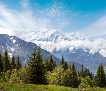 Foto de Macizo montañoso del Mont Blanc (valle de Chamonix, Francia, vista desde las afueras de Plaine Joux
). - Imagen libre de derechos