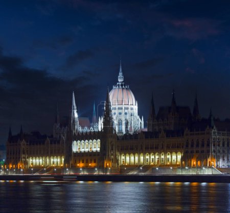 Photo for Hungarian landmark, Budapest Parliament night view. Long exposure. - Royalty Free Image