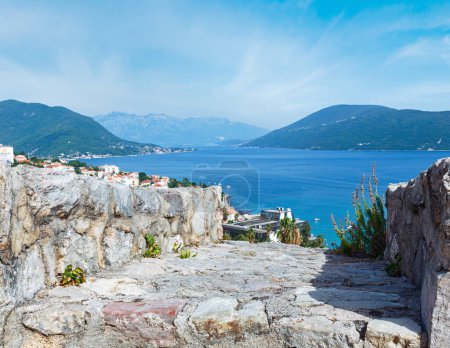 Photo for Summer view on  Bay of Kotor from Forte Mare castle wall (Herceg Novi, Montenegro) - Royalty Free Image