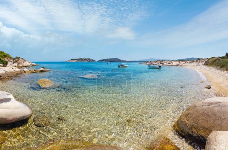 Photo for Beautiful summer Aegean Sea coast landscape, Sithonia (near Lagonisi beach), Halkidiki, Greece. People unrecognizable. - Royalty Free Image
