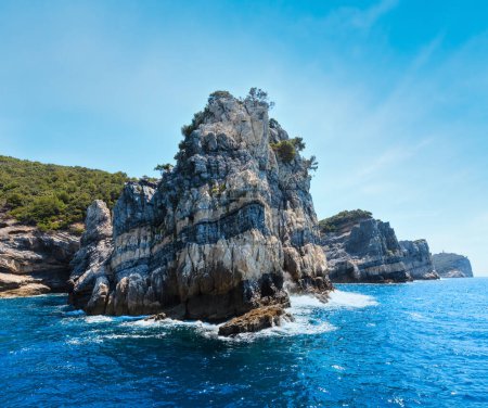 Photo for Beautiful rocky sea coast of Palmaria island near Portovenere (Gulf of Poets, Cinque Terre National Park, La Spezia, Liguria, Italy) - Royalty Free Image