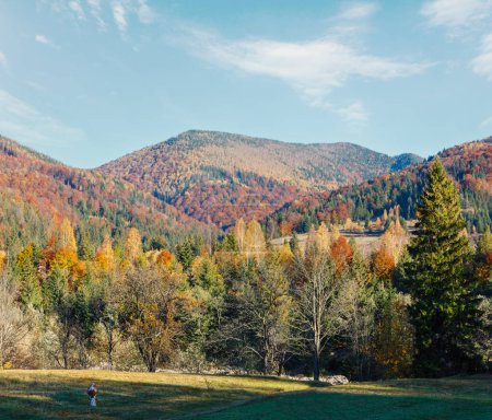 Photo for Autumn Carpathian Mountains landscape (Ivano-Frankivsk oblast, Ukraine). Rural scene. - Royalty Free Image