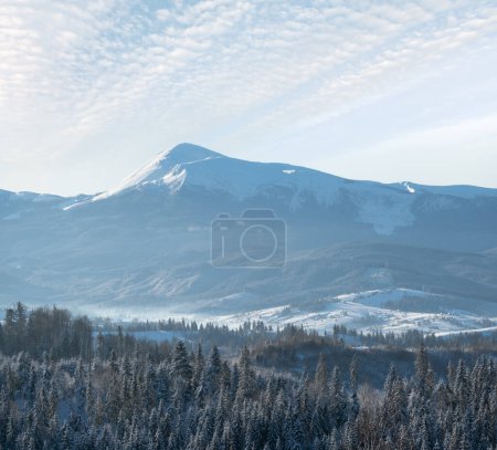 Photo for Winter picturesque Chornohora massiv mountains scenery view from Yablunytsia pass, Carpathians, Ukraine. - Royalty Free Image
