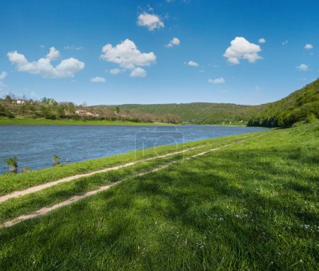 Photo for Amazing spring view on the Dnister River Canyon. View from Nezvysko village blossoming river coast - Royalty Free Image