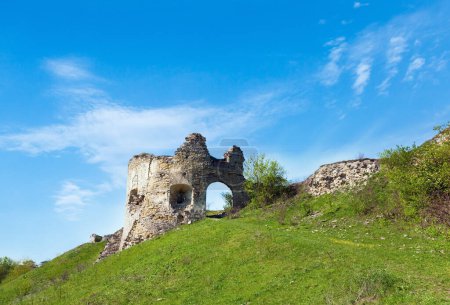 Foto de Vista de primavera de las ruinas del castillo (pueblo de Sydoriv, región de Ternopil, Ucrania
). - Imagen libre de derechos