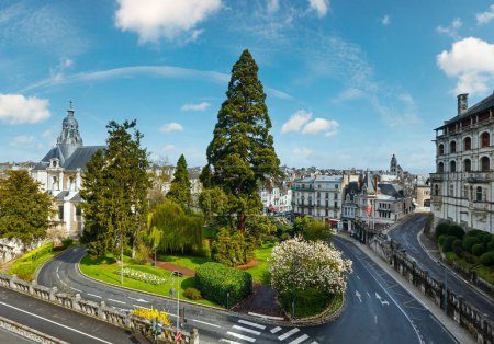 Panoramic view of Blois town on the Loire River (France). All people are unrecognized.