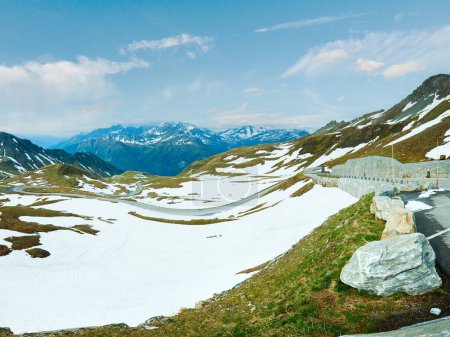 Photo for Summer (June) Alps mountain panorama (view from Grossglockner High Alpine Road). Three shots stitch image. - Royalty Free Image