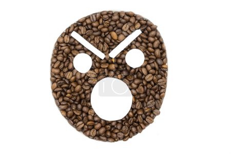 Photo for Coffee beans arranged on a white background to look like an emoji - Royalty Free Image