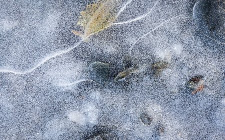 Téléchargez les photos : Puddle marémotrice du ruisseau Hunter à Gold Beach Oregon gelé solide dans une tempête hivernale 24 février 2023. - en image libre de droit