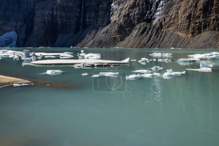 Foto de Icebergs flotando en el Lago Alto Grinnell en el Parque Nacional Glaciar montana en una hermosa tarde. - Imagen libre de derechos