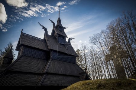 Photo for Medieval stave church on the outskirts of Bergen Norway - Royalty Free Image