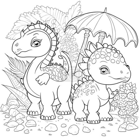 Photo for Black and white coloring pages for kids, simple lines, cartoon style, happy, cute, funny, many things in the world - Royalty Free Image