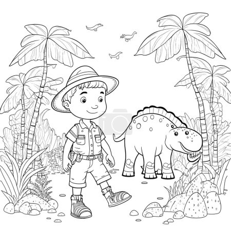 Foto de Black and white coloring pages for kids, simple lines, cartoon style, happy, cute, funny, many things in the world - Imagen libre de derechos
