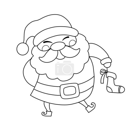 Merry Christmas ,Christmas Santa Claus isolated coloring page for kids