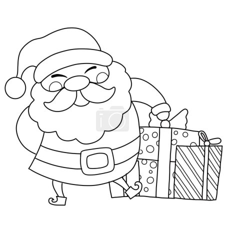 Téléchargez les illustrations : Joyeux Noël, Noël Père Noël coloriage isolé pour les enfants - en licence libre de droit