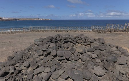 Photo for Archaeological site La Guancha in Galdar Municipality of Gran Canaria, close to north coast of the island. Archaeological survey ongoing - Royalty Free Image