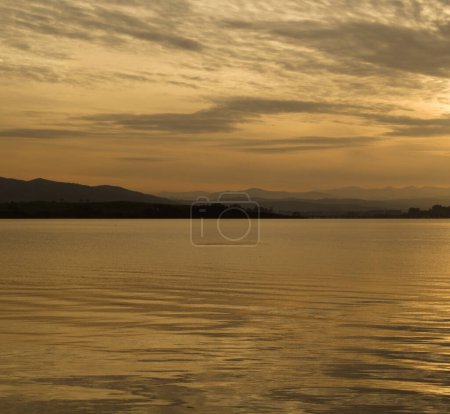 Cantabria, Bay of Santander, evening light seen from the water level
