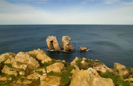 Coastal part of Cantabria in the north of Spain, eroded Costa Quebrada, ie the Broken Coast