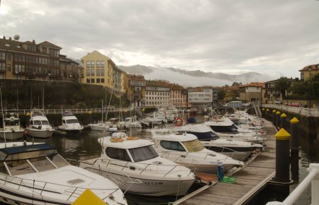 Photo for Llanes, Asturias, Spain - November 11 2023: Tourists and locals enjoy weekend in picturesque town center - Royalty Free Image