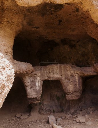 Gran Canaria, Telde municipalité, complexe d'habitations rupestres autochtones Poblado de las Cuevas del Calasio