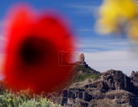 Gran Canaria, Landschaft des zentralen Teils der Insel, Las Cumbres, d.h. Die Gipfel, Roque Nublo dominiert die Landschaft