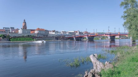 Warta river in Gorzow Wielkopolski  on a sunny spring day.