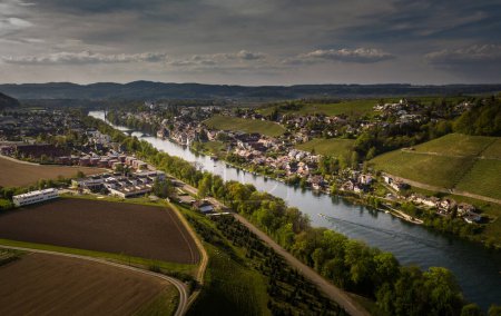 Photo for Aerial image of a lovely swiss village of Eglisau, canton of Zurich - Royalty Free Image