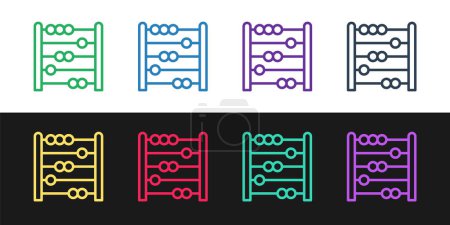 Illustration for Set line Abacus icon isolated on black and white background. Traditional counting frame. Education sign. Mathematics school. Vector. - Royalty Free Image